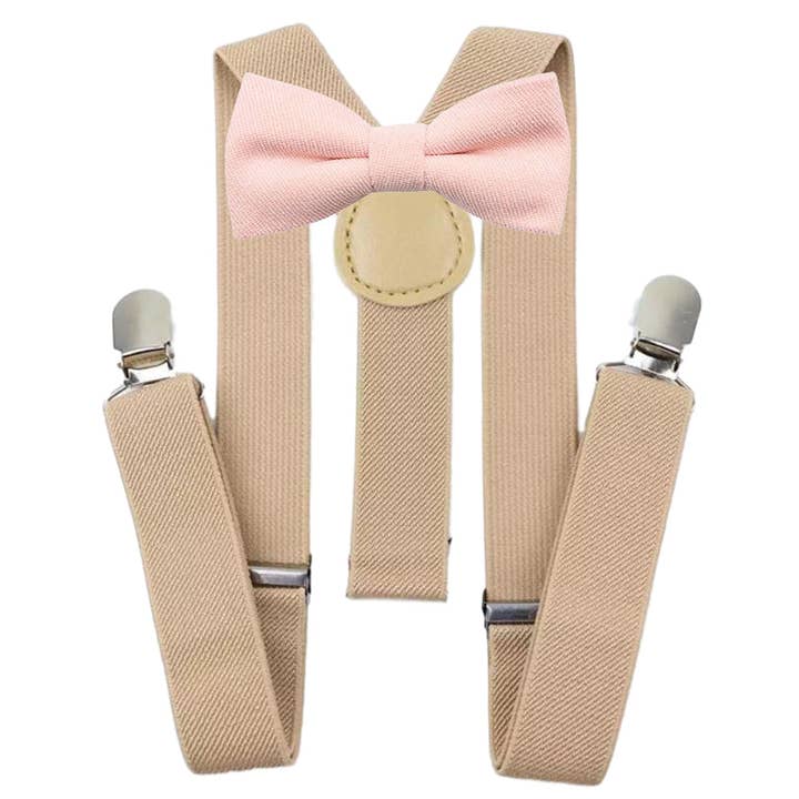 Juliet Boys Soft Pink Cotton Blend Bow Tie and Cream Braces Set for wholesale by Dickie Bow