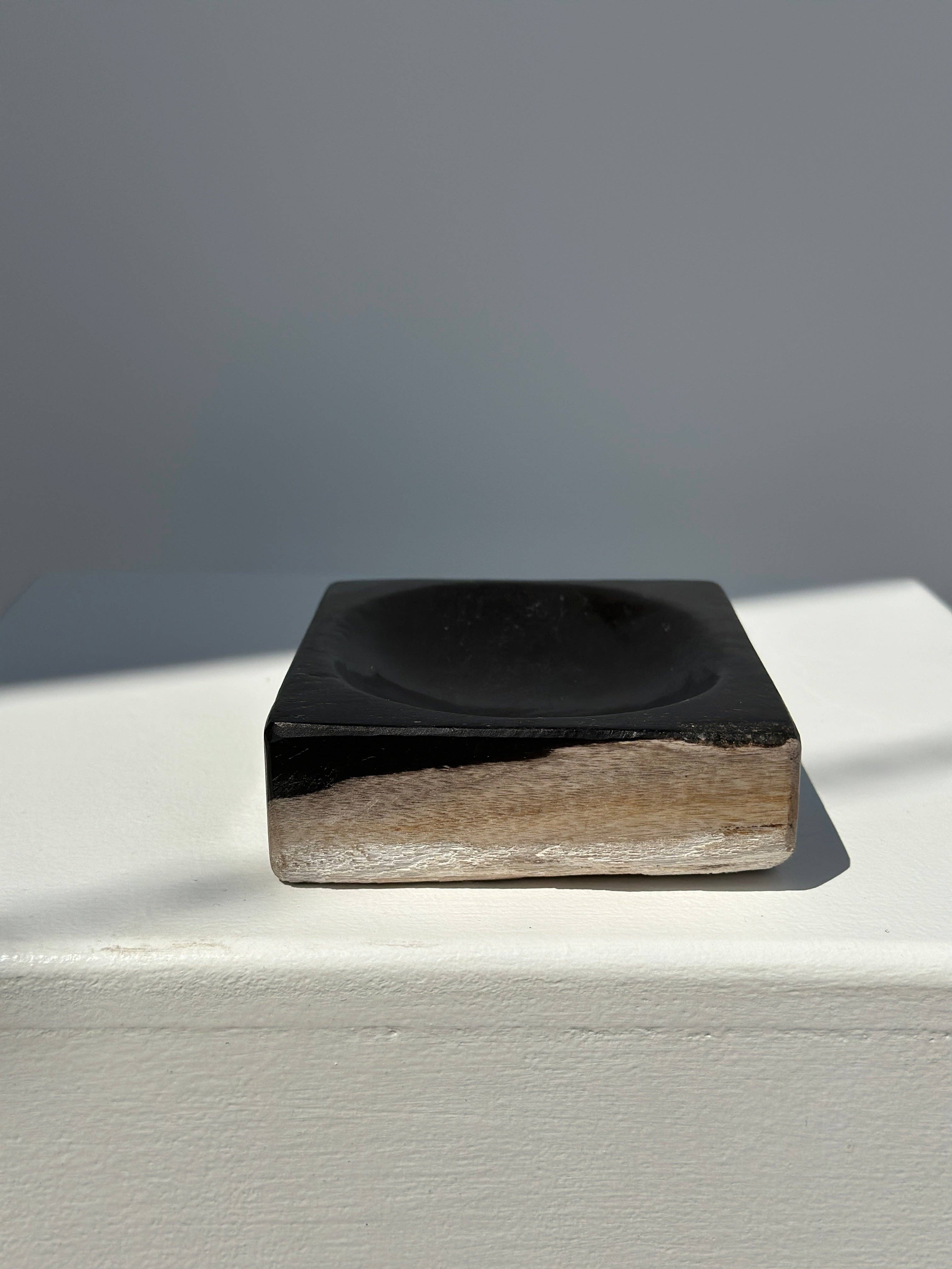 Office Objets - Wholesale Bath Soap Dish - Petrified wood soap dish with white underside8