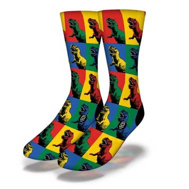 Savvy Sox - Wholesale Socks - Unisex - TECHNICOLOR T-REX Fun Dinosaur Socks