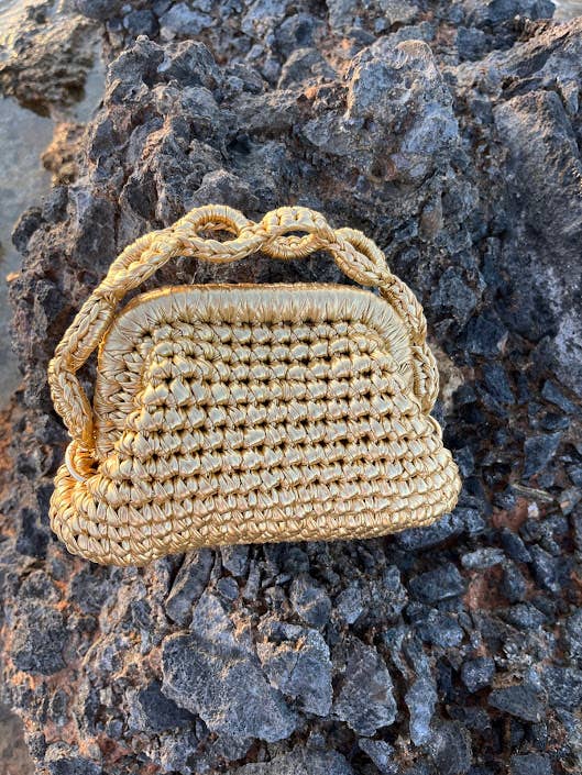 SIBYLLADELPHICA - Wholesale Clutch Bag - Women's - Mini Metallic Gold Crochet Clutch Bag - Persefoni9