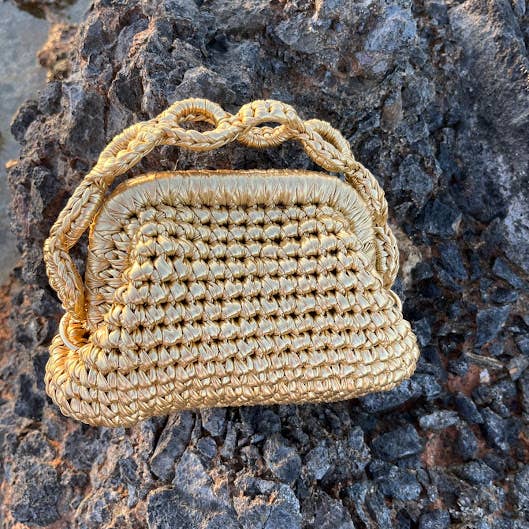SIBYLLADELPHICA - Wholesale Clutch Bag - Women's - Mini Metallic Gold Crochet Clutch Bag - Persefoni9