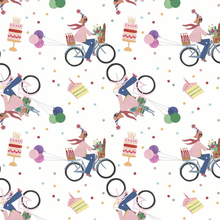 Celebration Bicycle gift wrap for wholesale by LOU & LUCY PAPER GOODS