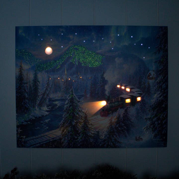 Glow Decor - Wholesale Christmas Wall Art - Christmas Train 16x20 Fiber Optic Canvas2