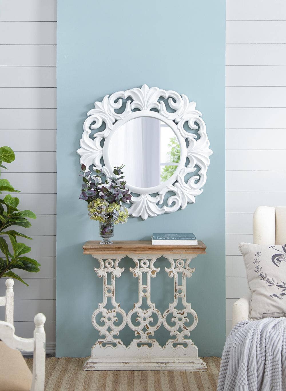 A&B Home Group Inc. - Vente Console - Table console vintage classique blanc lavé 32x12x32"10