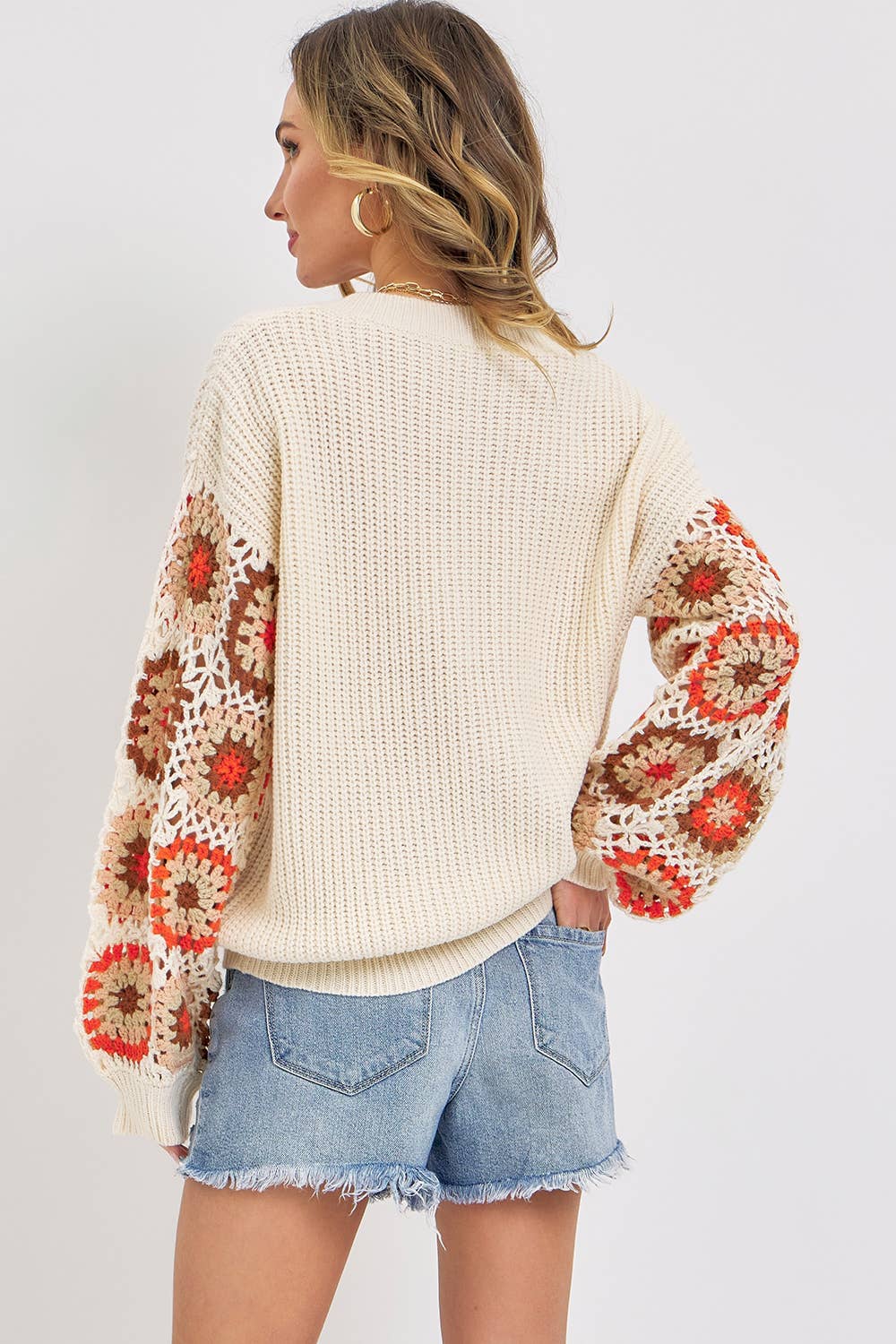 Sweet Lovely by Jen - Wholesale Knit Sweater - Women's - CROCHET PATCHWORK SWEATER3