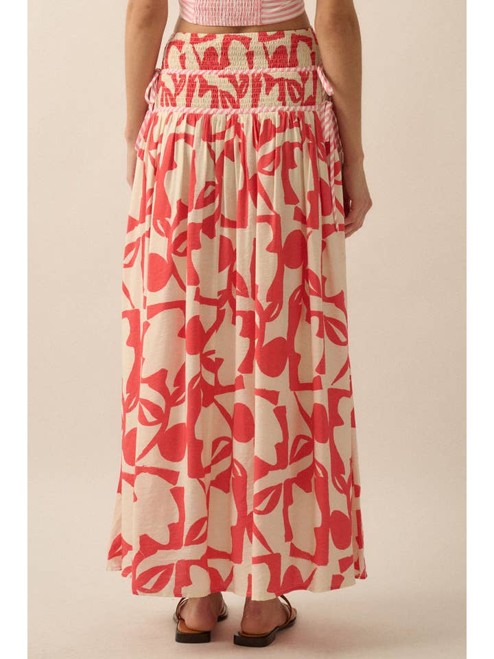 Promesa USA - Vendita all'ingrosso Gonna - Donna - Gonna lunga a balze con stampa floreale astratta8