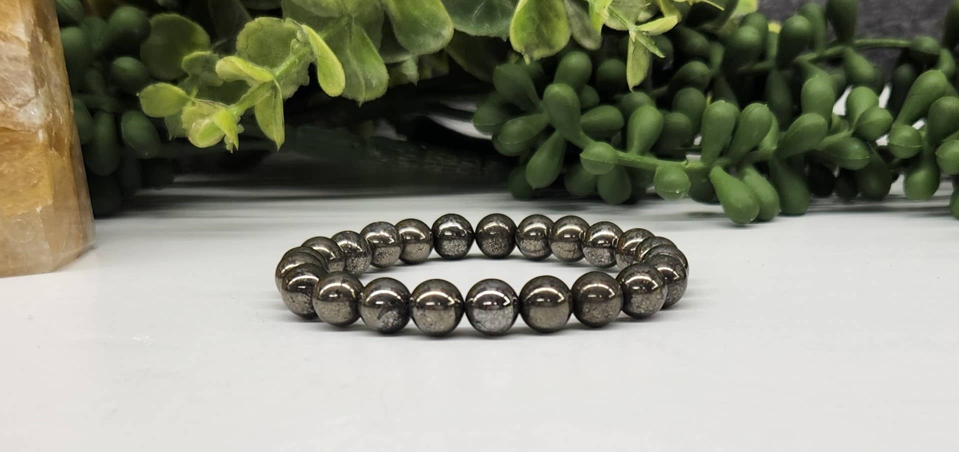 Meraki Gemstones - Wholesale Beaded Bracelet - Pyrite Stretchable Bracelet 8MM beads0