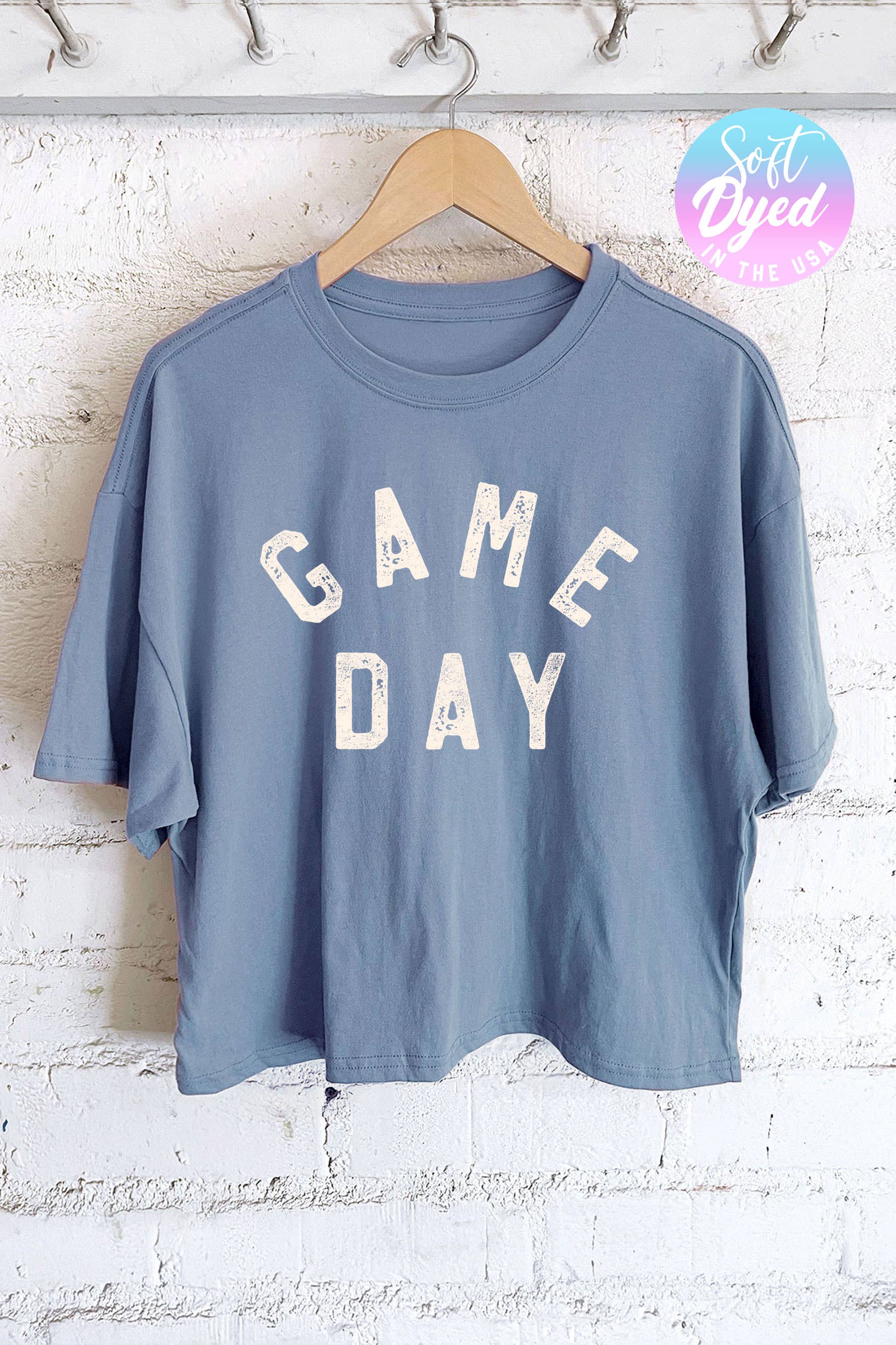 Rustee Clothing - Vente T-shirt sérigraphié – femme - HAUT COURT LONG AVEC MOTIF GAME DAY1