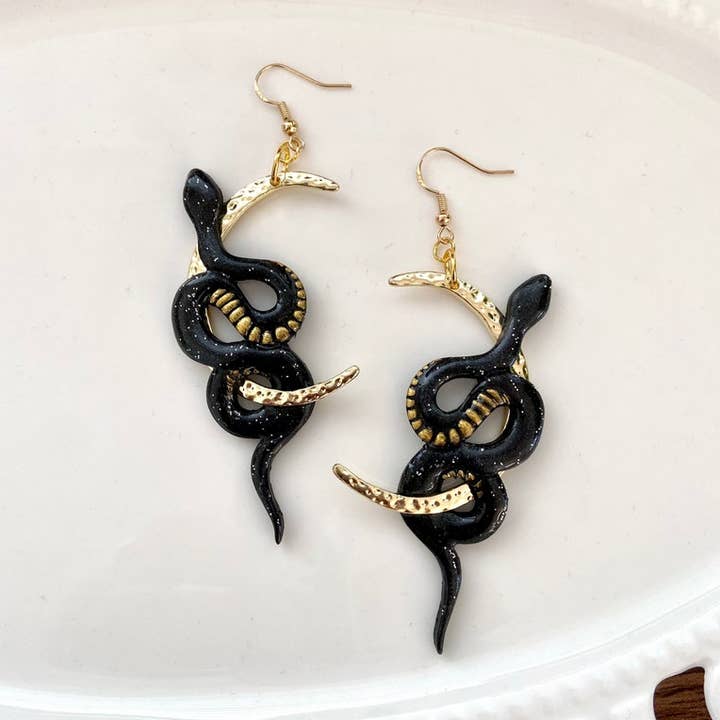 Everything Ky and I - Wholesale Dangle Earrings - Black Moon Snakes0