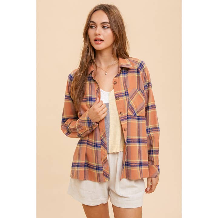 Apolline - Wholesale Button Down Shirt - Women's - OVERSIZED PLAID BUTTON DOWN SHIRT3