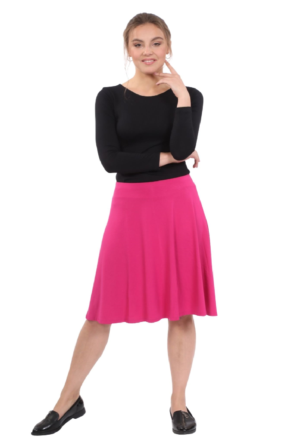 Kosher Casual - Wholesale Skirt - Women's - Knee Length Skater Skirt with Full A-line Cut for Women11