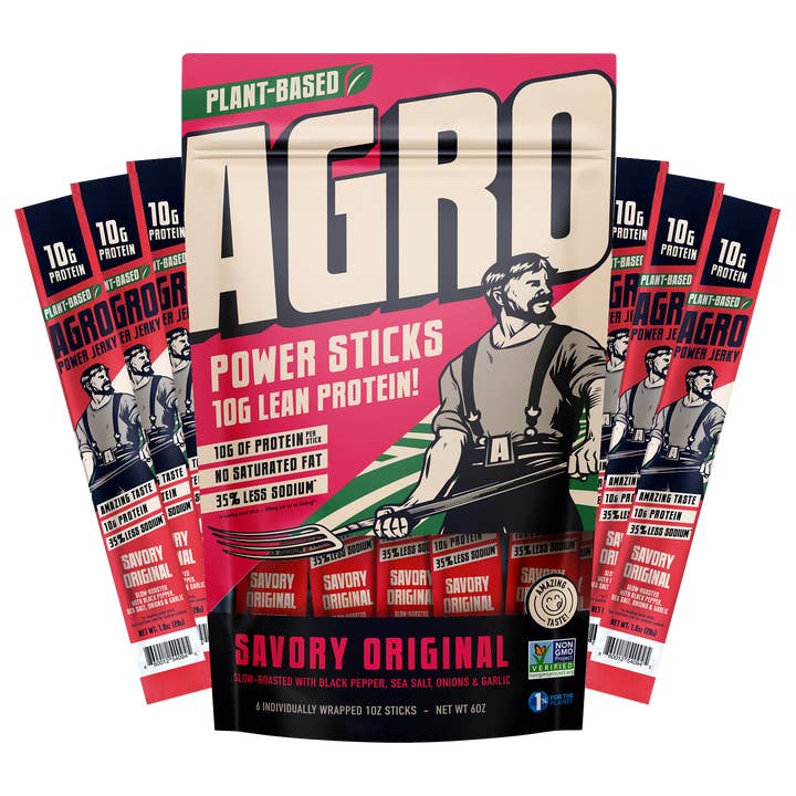 AGRO POWER Sticks -Vegan- Savory Original 8 6x1oz Multipacks for wholesale by AGRO POWER Jerky
