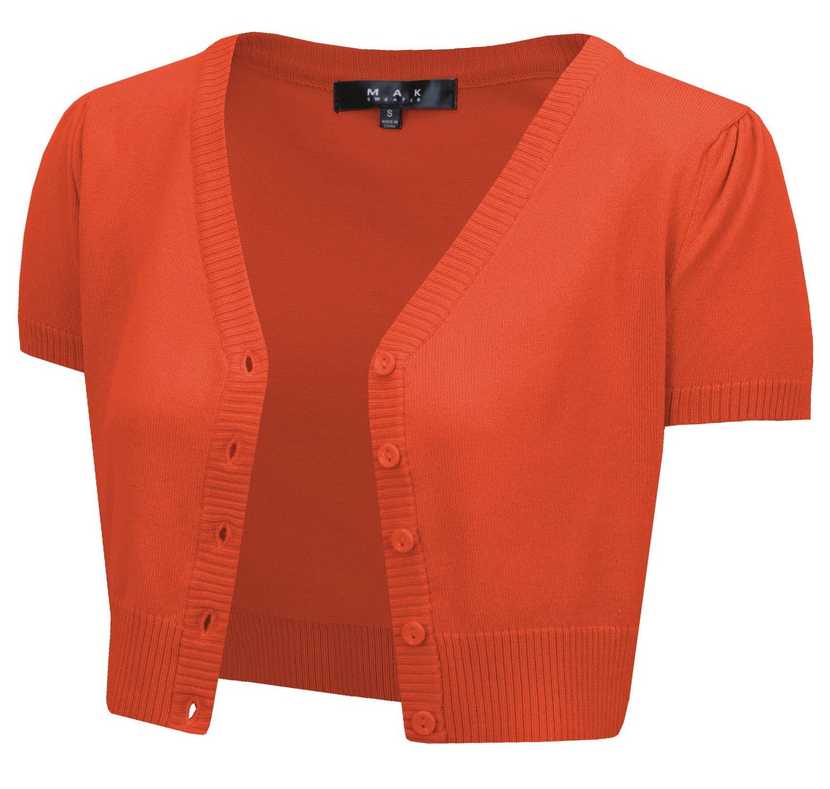 Mak - Vente Cardigan – femme - Cardigan boléro court à manches courtes bouffantes et col en V HB213710