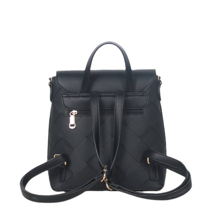 MIA LAROUGE - Wholesale Backpack - Women's - BACKPACK BAG WITH FLAP, LEATHERETTE