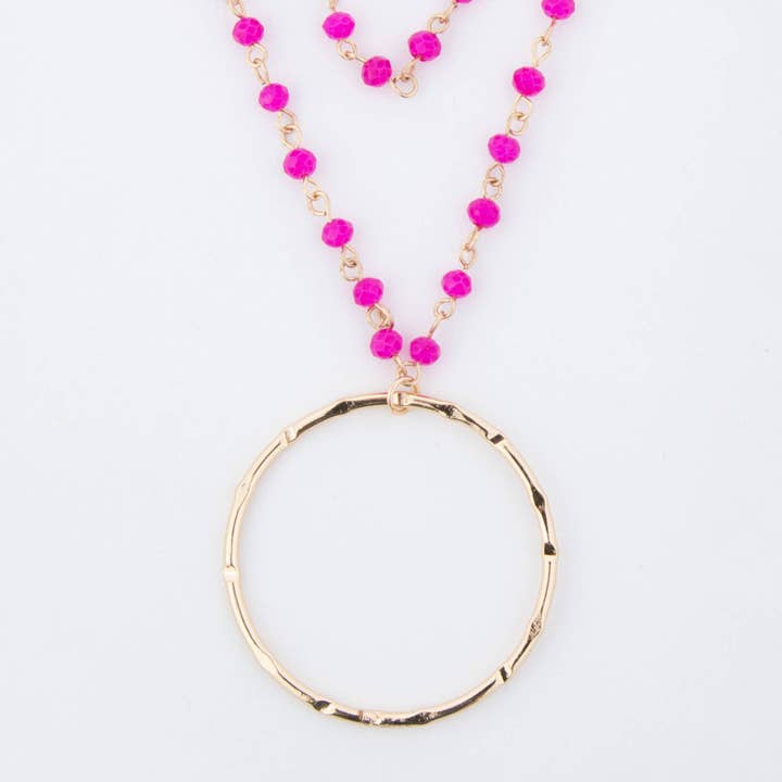 Elsie & Zoey - Wholesale Pendant/Charm Necklace - Malia Beaded Ring 22" Pendant Necklace8