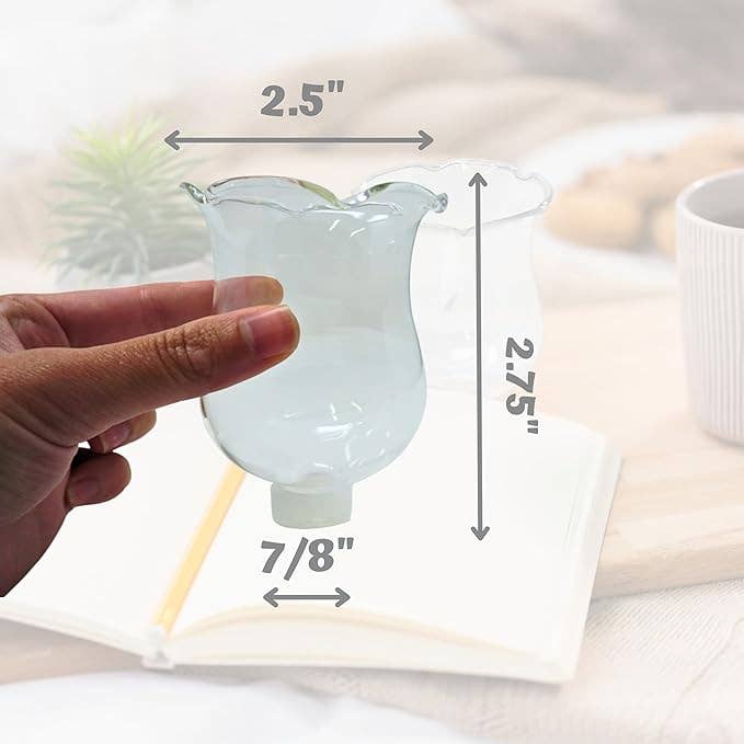 4E's Novelty - Wholesale Candle Holder - Clear Glass Votive Cups with Peg 6 Pack, Tulip Votive for Candelabra Candle Holder, Home Interior Candle Sconce Glass Replacement Parts 3.25" Tall 4E's Novelty