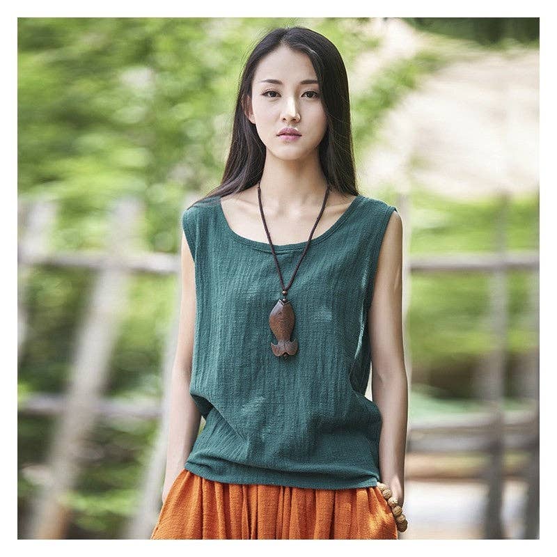 Sheer Trend – Engroshandel Tanktop – Kvinder – Let og åndbar kunstnerisk løs tanktop7