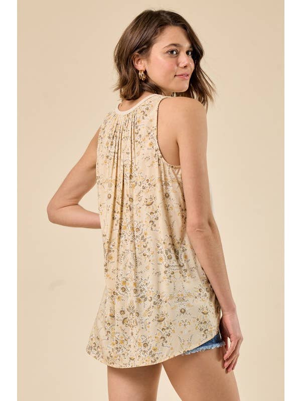 Doe and Rae - Wholesale Tunic - Women's - Printed Back Sleeveless Top - 41036T