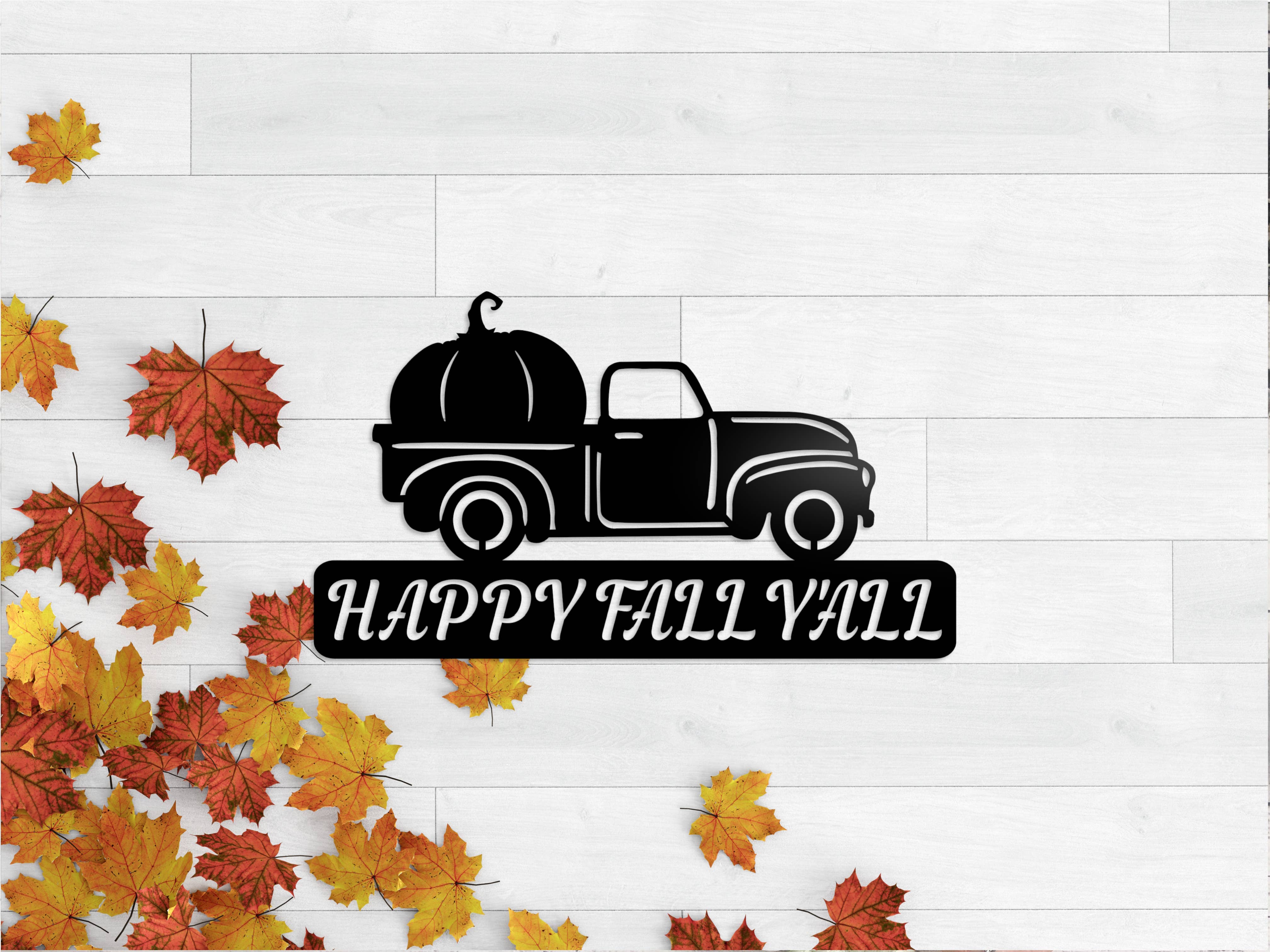 LoneTree Fab - Wholesale Sign - Happy Fall Y'all Truck Sign | Metal Fall Decor, Pumpkin Sign0