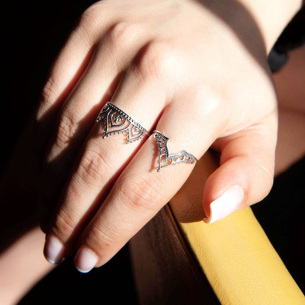 Kali Ma Designs - Sterling Silver Jewellery – wholesale Cocktail/statement ring – Catalina elaborate arched boho ring2