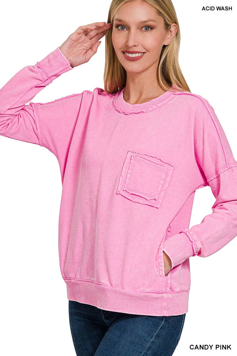 42POPS - Vendita all'ingrosso Felpa - Donna - Pullover in French Terry lavaggio acido.13
