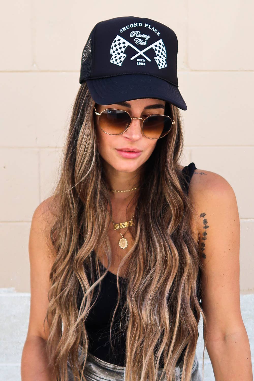 Not From Malibu - Wholesale Trucker Hat - Women's - Second Place Racing Trucker Hat (Black)4