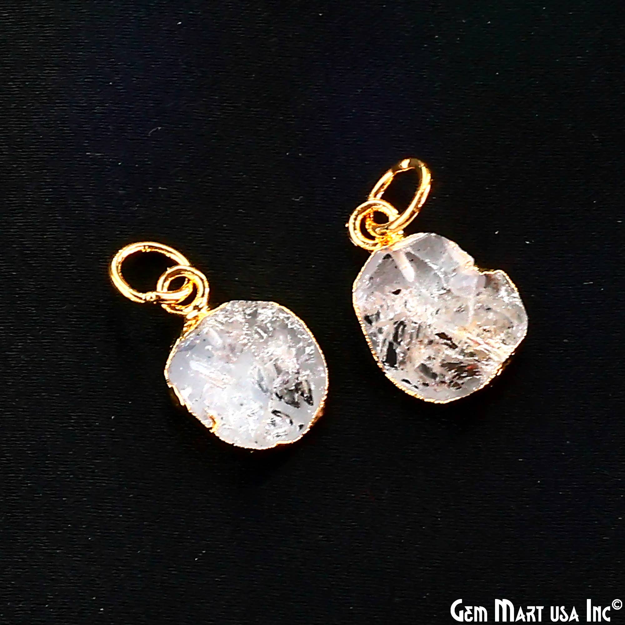 GemMartUSA - Wholesale Pendant/Charm Necklace - Rough Gemstone 16x10mm Gold Electroplated Single Bail Charm18