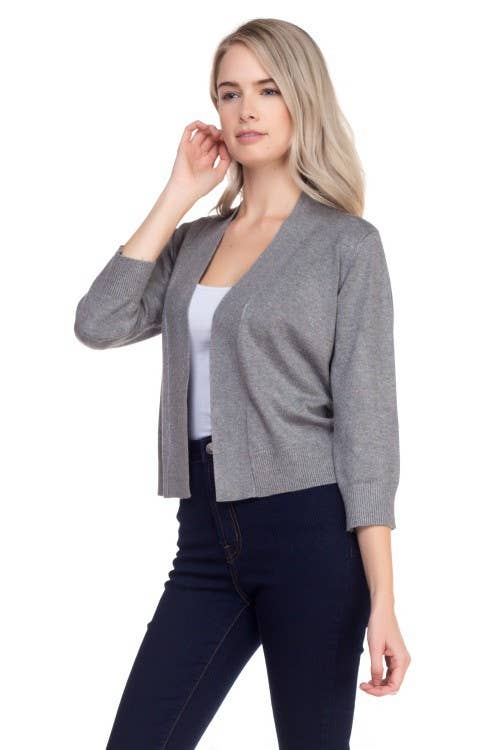 Newself Collection - Vente Cardigan – femme - Cardigan basique manches 3/4 ouvert devant léger7