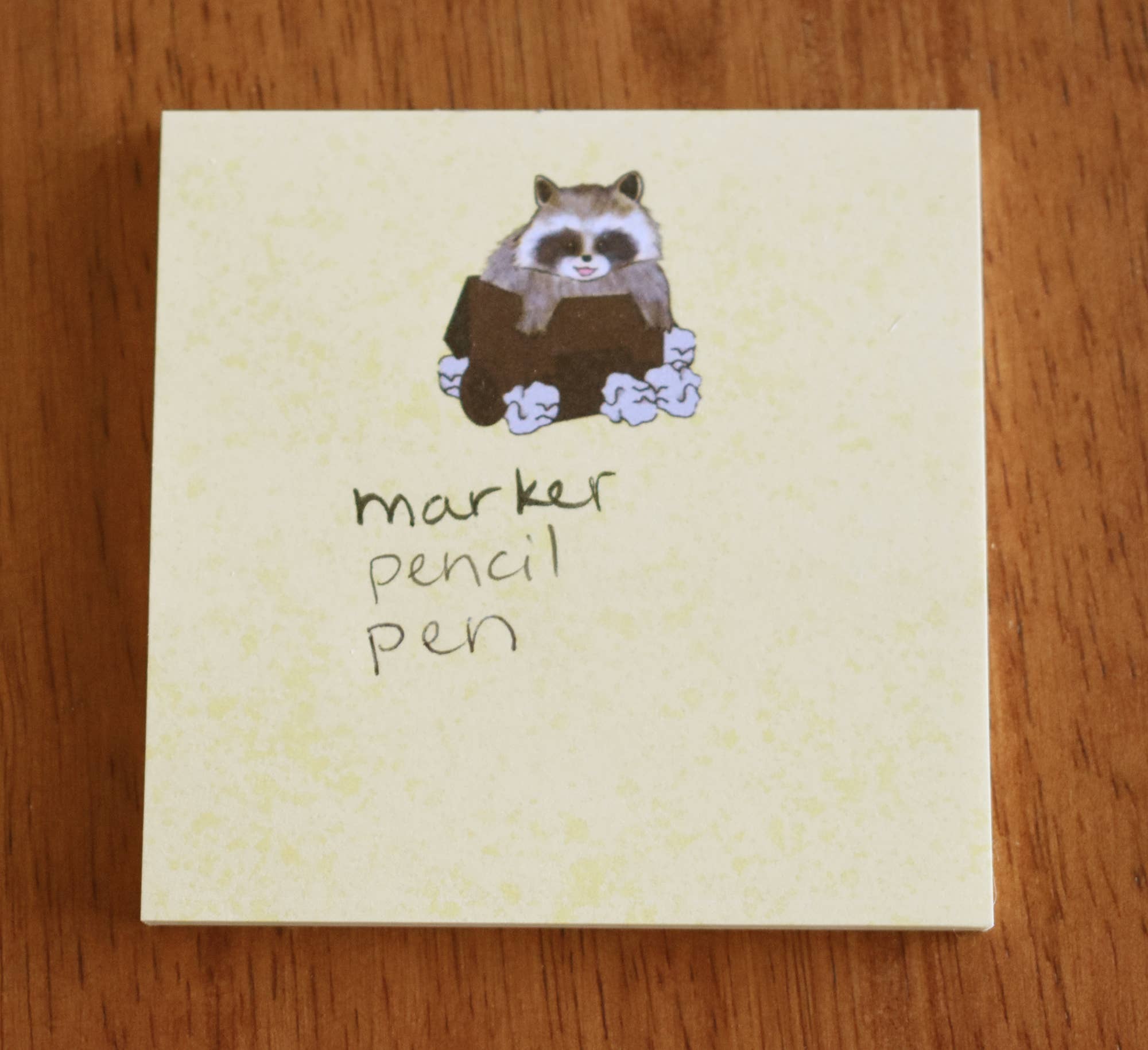 Caffeinated Rabbit Art - Wholesale Sticky Notes - Raccoon Sticky Notes1