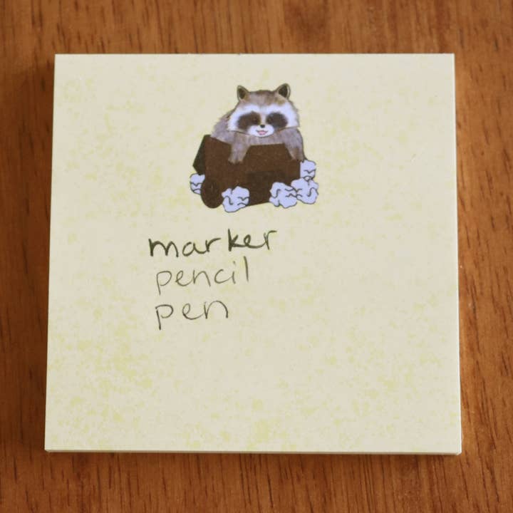 Caffeinated Rabbit Art - Wholesale Sticky Notes - Raccoon Sticky Notes1