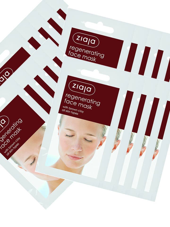 20 X Ziaja Regenerating Face Mask With Brown Clay/Sachet/Display 7Ml for wholesale by Ziaja