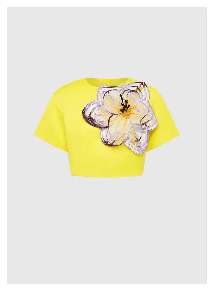 Productseeker - Vendita all'ingrosso Completo top e gonna - Donna - Completo Estivo Elegante 3D con Fiori a Maniche Corte e Gonna 21Y3