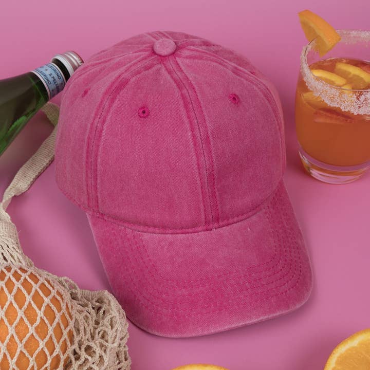 Nakoa The Label – Großhandel Basecap – Damen – Vintage-gewaschene Kappe - 100% Baumwolle - Byron Bay - Erdbeerrosa0