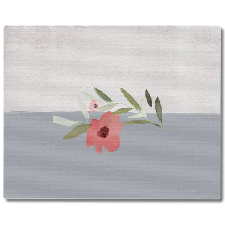 "Pink Flower" 3mm Tempered Glass Cutting Board 12" x 15" for wholesale by Conimar Promotions