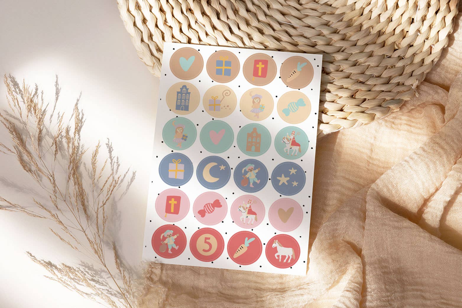 NynkeOntwerpt - Wholesale Sticker - Kids & Baby - Sticker sheet A5 | Sinterklaas countdown calendar stickers