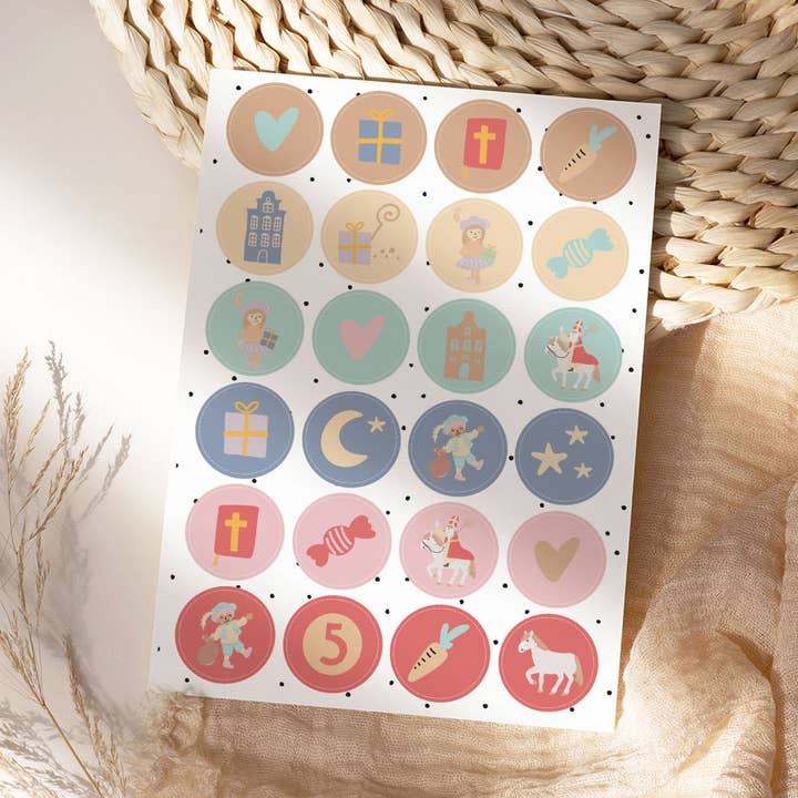 NynkeOntwerpt - Wholesale Sticker - Kids & Baby - Sticker sheet A5 | Sinterklaas countdown calendar stickers0