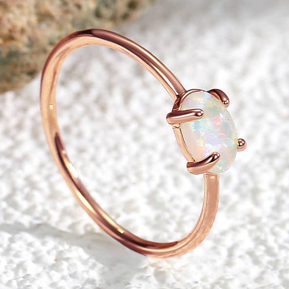 Rose Gold Opal Ring - 6 Pcs for wholesale by Gypsy Soul