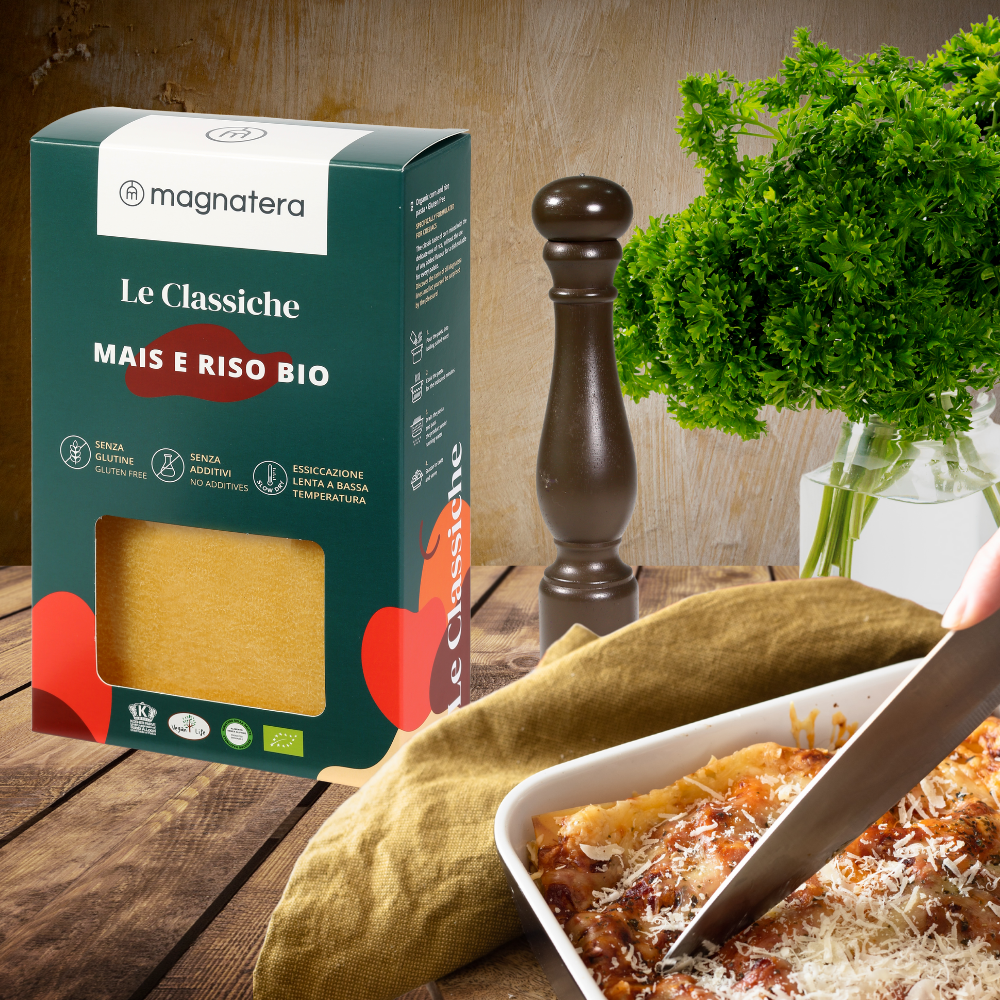 magnatera Pangea srl – wholesale Pasta – Glutenfri lasagne av ekologisk majs och ris, tillverkad i Italien1