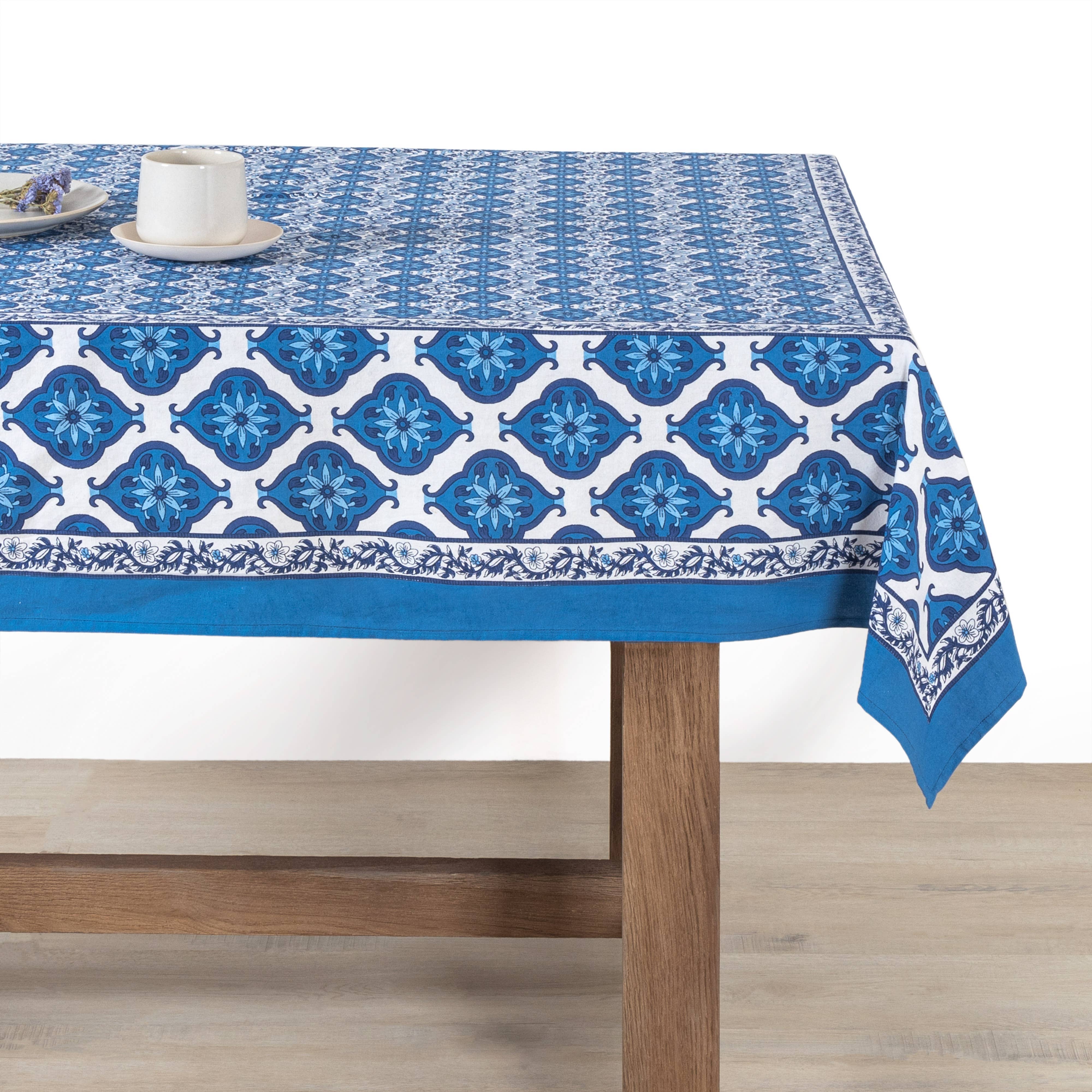 Caravan Home - Wholesale Tablecloth - Azulejo Blue Tablecloth6