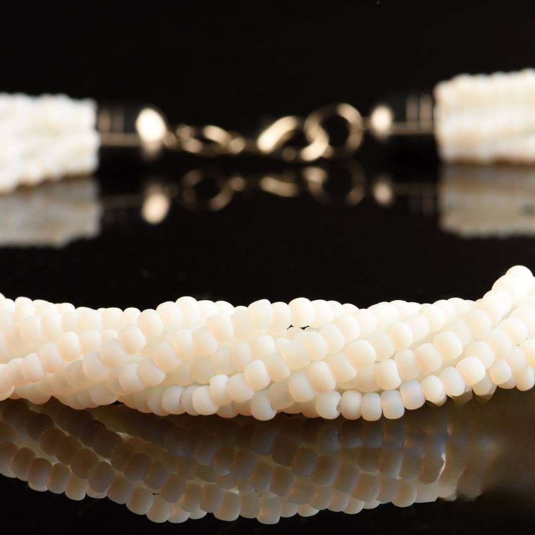 Mazzega Art & Design - Wholesale Beaded/Pearl Necklace - Murano Torchon Mat Necklace, 9 strands of intertwined rare satin pastel vintage 1980s seed beads (approximately 50 cm in length), hypoallergenic clasp.2