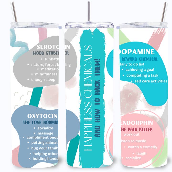 Happiness Chemicals 20 oz Tumbler, salute mentale per la vendita all'ingrosso da parte di Perfectly Diverse Trendz, LLC