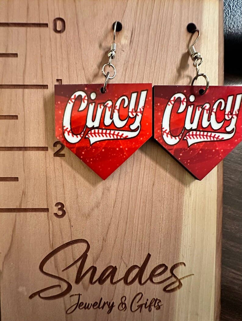 Shades Jewelry & Gifts - Wholesale Dangle Earrings - Cincinnati Baseball Earrings1