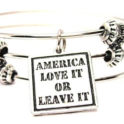 America Love It Or Leave It Triple Style Bangle Bracelet for wholesale by Chubby Chico Charms