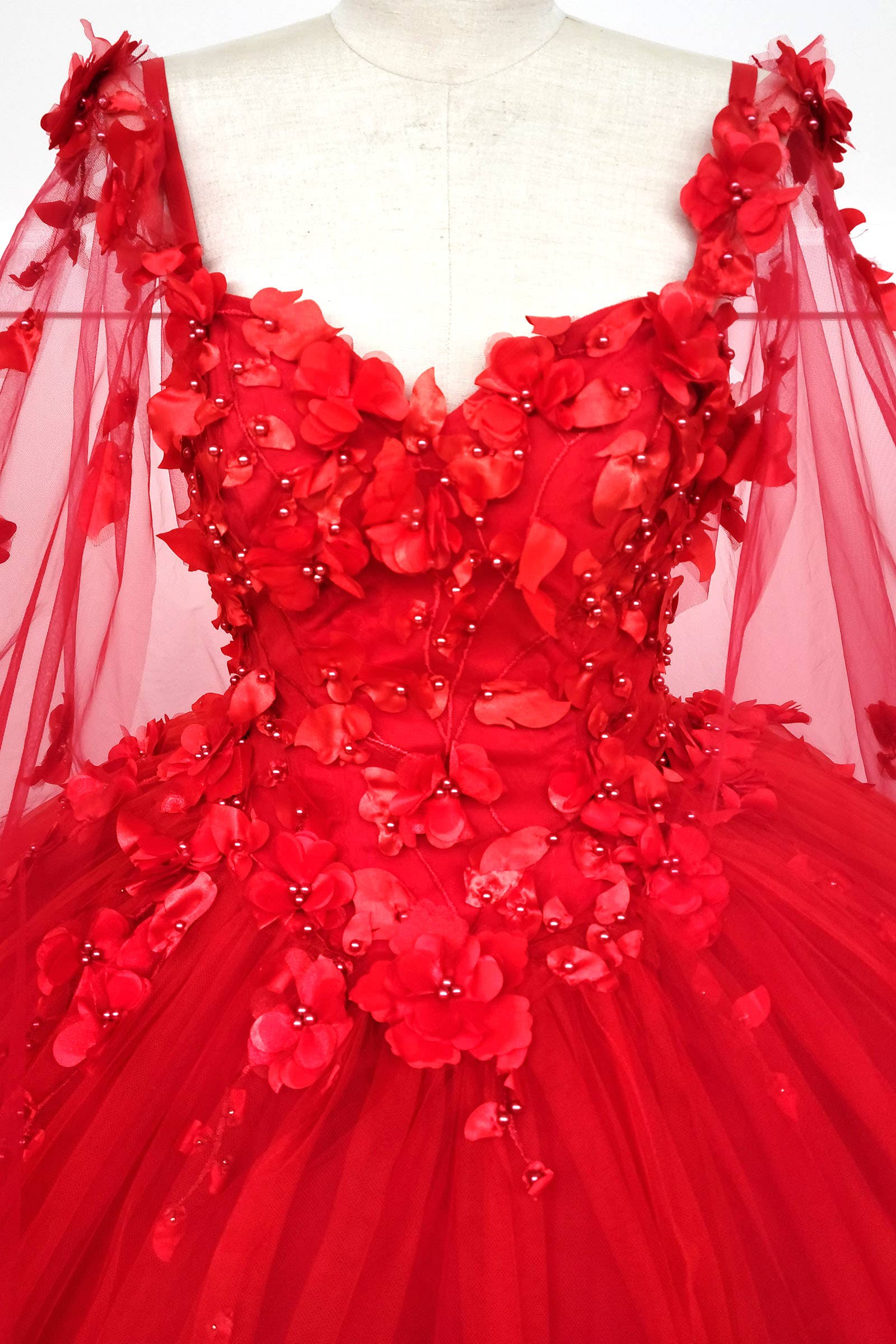 Chicas – Vestido comprido - Mulher por atacado – Vestido de Quinceanera com Flores e Capa com Abertura CHF301825