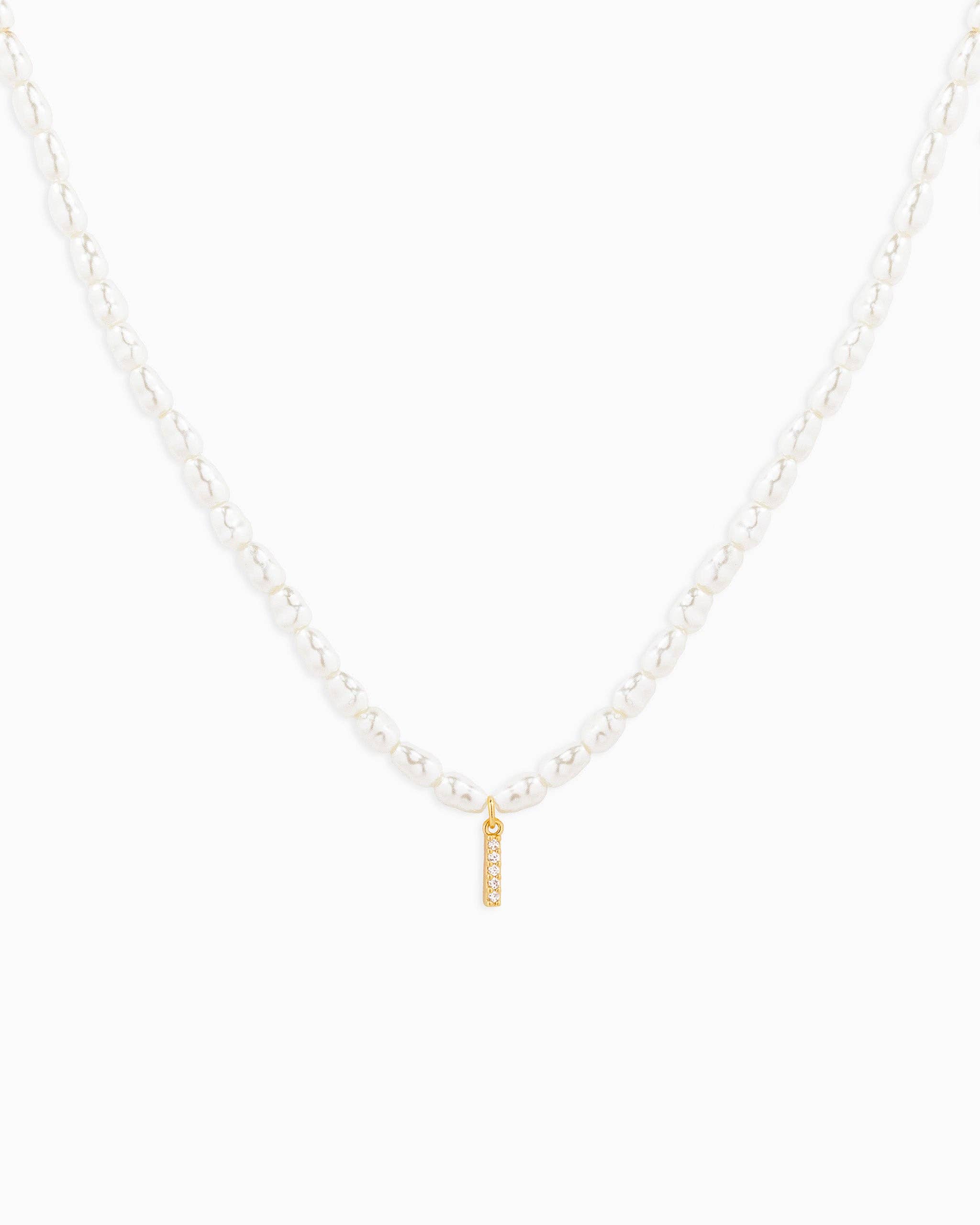 Sessori - Wholesale Pendant/Charm Necklace - CZ Pave Letter Pendant Acrylic Pearl Necklace9