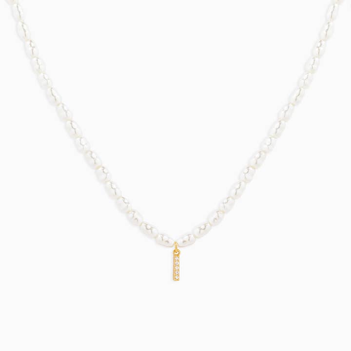 Sessori - Wholesale Pendant/Charm Necklace - CZ Pave Letter Pendant Acrylic Pearl Necklace9