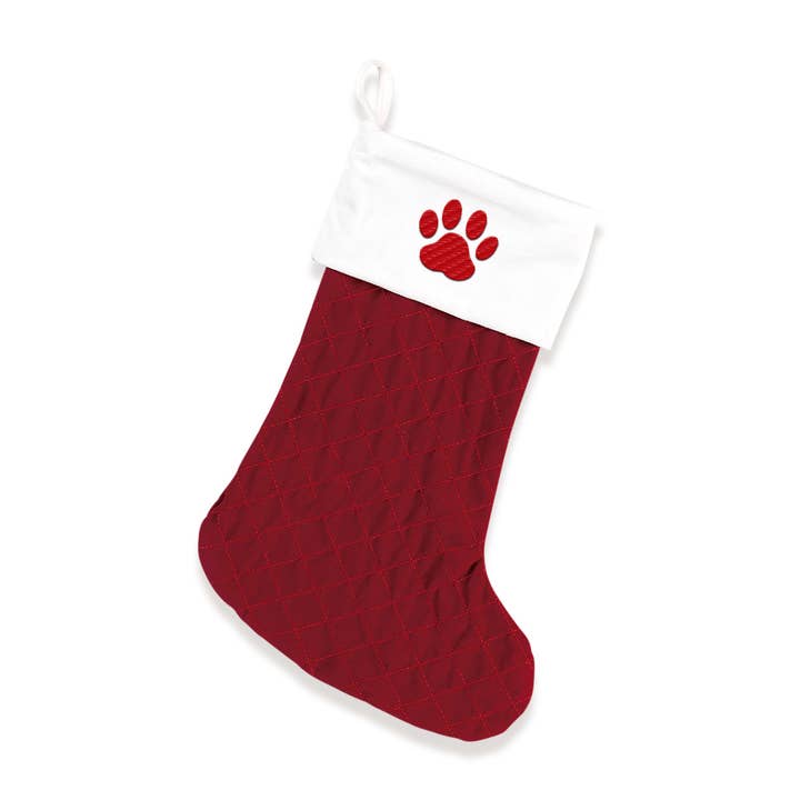Paw Red Velvet Stocking for wholesale by Viv&Lou