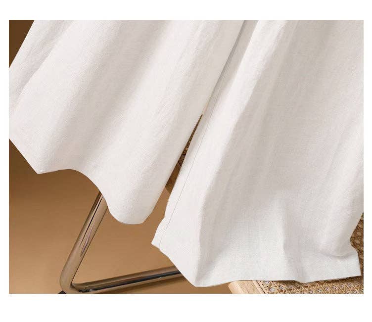 Chicto - Vente Pantalon – femme - Culottes larges raccourcies en coton et lin11