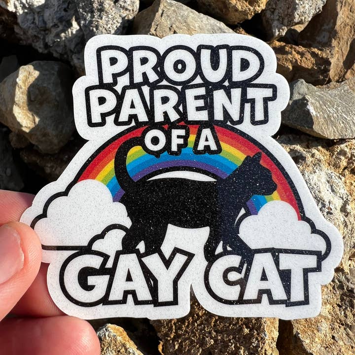 Proud Pai de uma versão Gay Cat Waterproof Sticker Glitter por atacado de Sticker Mage