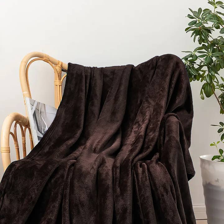 home mart goods - Wholesale Throw Blanket - Brown Super Soft Plush Warm Cozy Bed Throw Flannel Blanket1